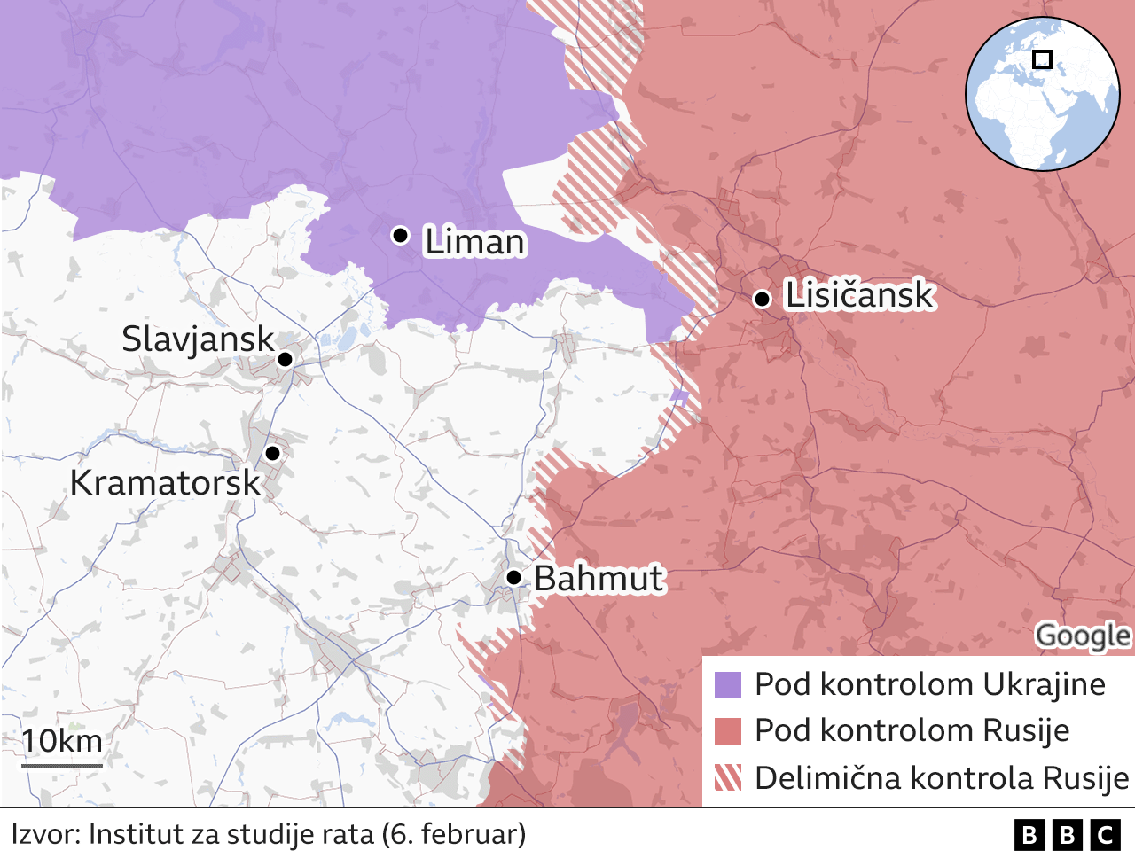 Bahmut, mapa Bahmuta