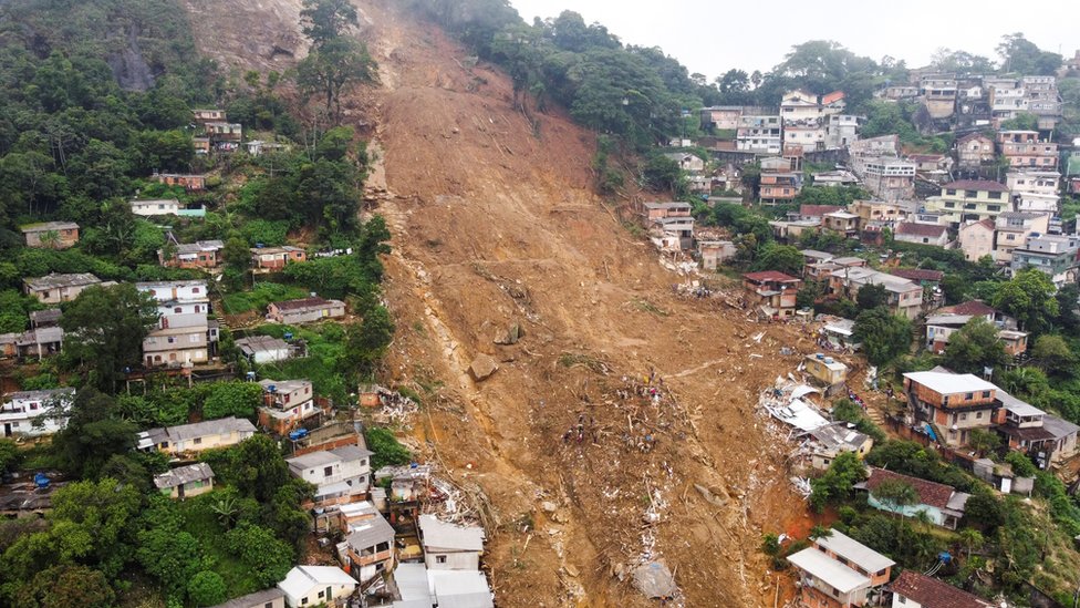 A landslide seen from a drone
