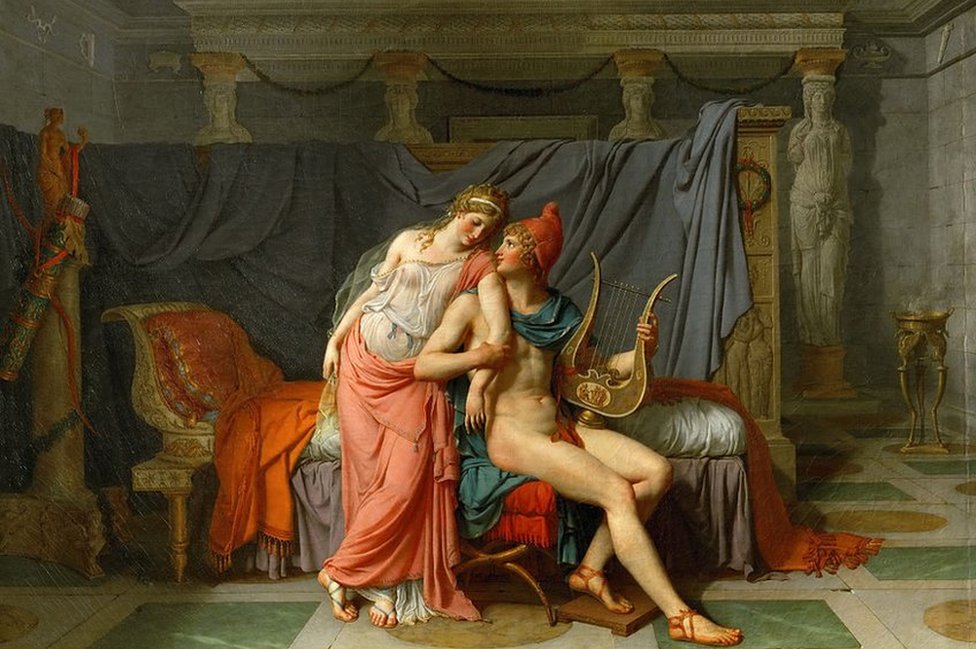 Imagen del cuadro el romance de Helena y Paris del pintor francés Jacques Louis