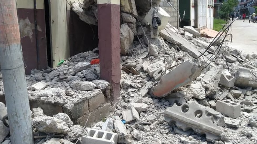 Rubble after the earthquake in Les Cayes