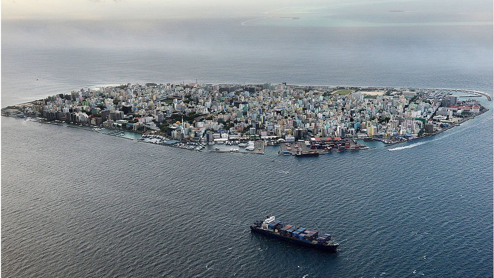 The island of Male which is the capital of the Maldives