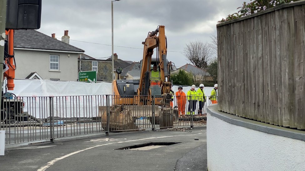 Main road out of Plymouth closed until end of week