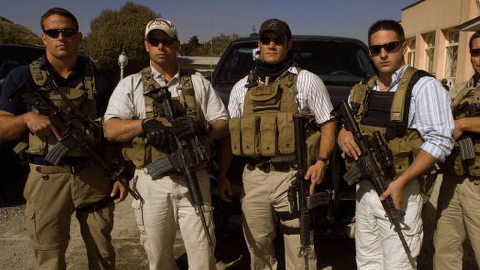 Contratistas militares privados que estaban al servicio del departamento de Estado de EE.UU. en Afganistán en 2005.