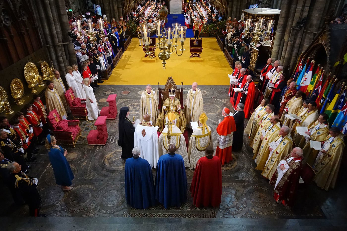 King Charles III after being crowned with the St Edward's Crown by the Archbishop of Canterbury