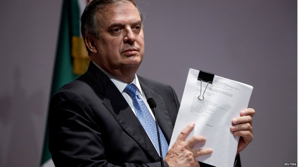 Ministro das Relações Exteriores do México, Marcelo Ebrard, durante o anúncio do processo