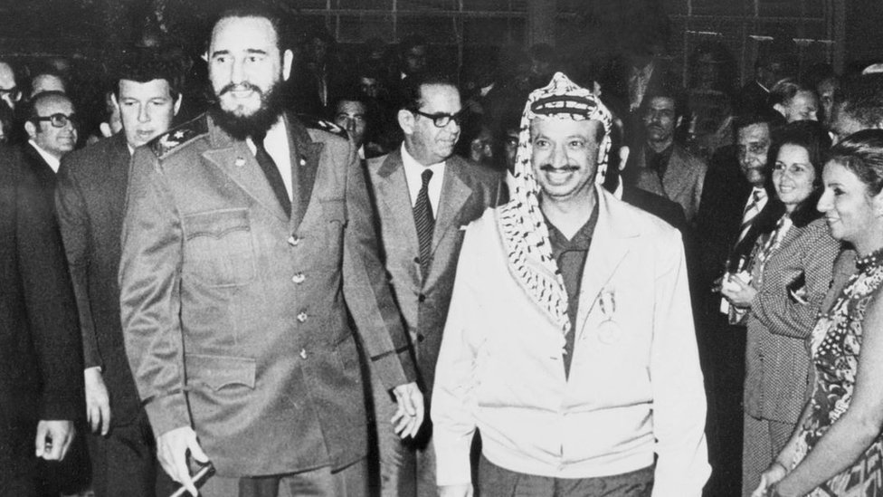 Fidel Castro y Yasser Arafat