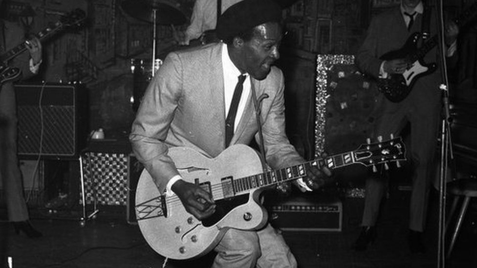 Chuck Berry performing in the 1960s