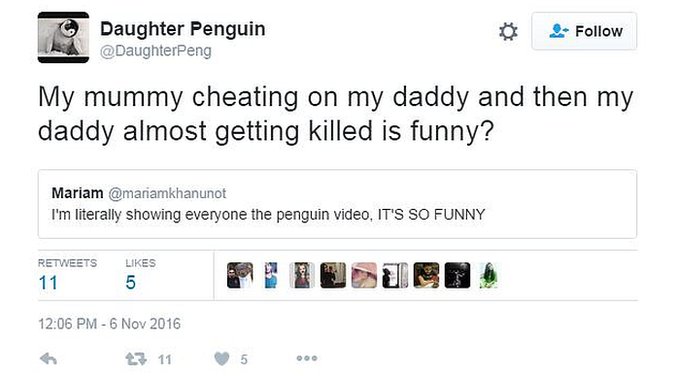 Твит от дочери пингвина