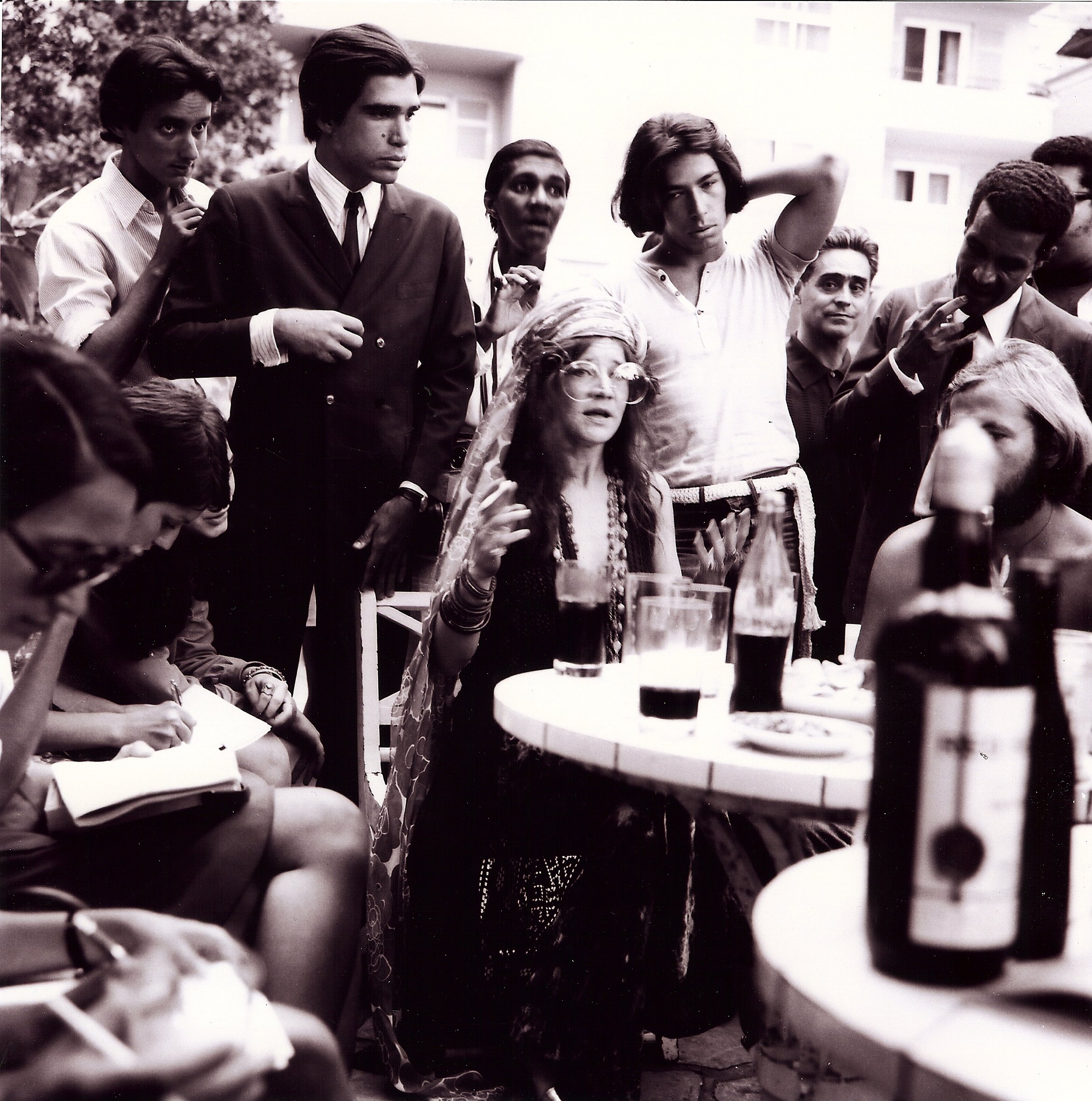 Janis Joplin em coletiva de imprensa em Copacabana