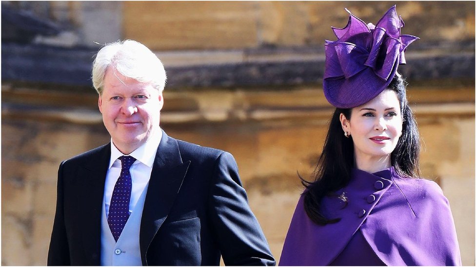 Earl Spencer and his wife, Karen, at the wedding of Prince Harry and Meghan Markle, May 2018