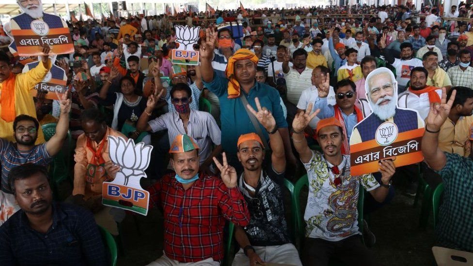 Kerumunan massa BJP, India, covid, kampanye
