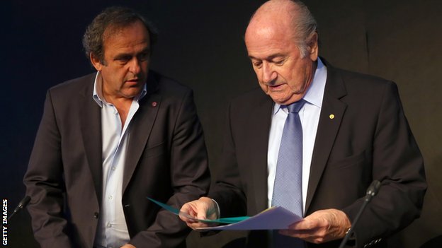 Michel Platini and Sepp Blatter