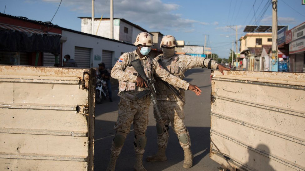 Armed forces at one of the border crossings between Haiti and Dominican Republic