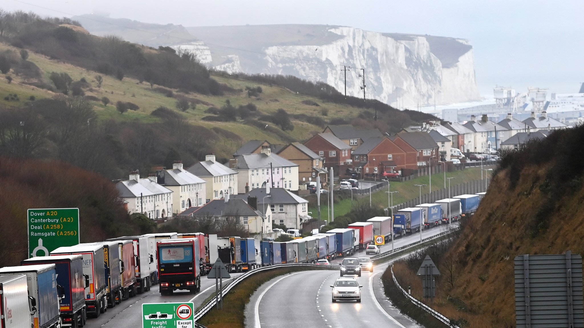 Queues near the White Cliffs of Dover on Friday