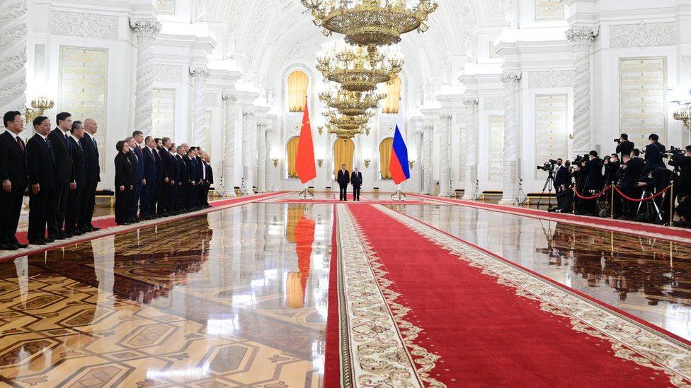 莫斯科克里姆林宮內俄中兩國元首與官員出席歡迎儀式（21/3/2023）