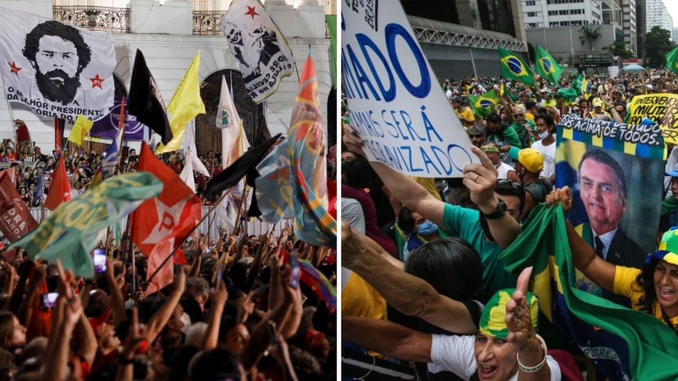 Manifestaciones a favor de Lula e Bolsonaro