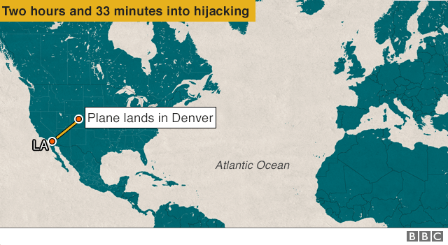 Самолет приземлился в Денвере - два часа 33 минуты до угона