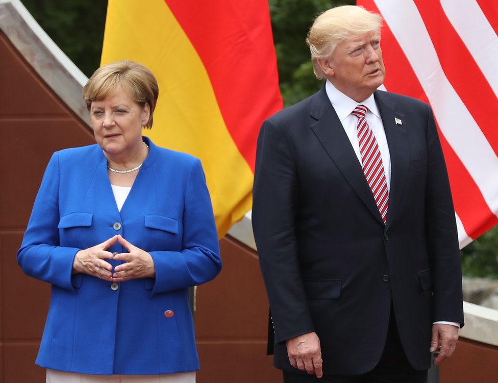 Ангела Меркель и Дональд Трамп на саммите G7 на Сицилии в мае 2017 года