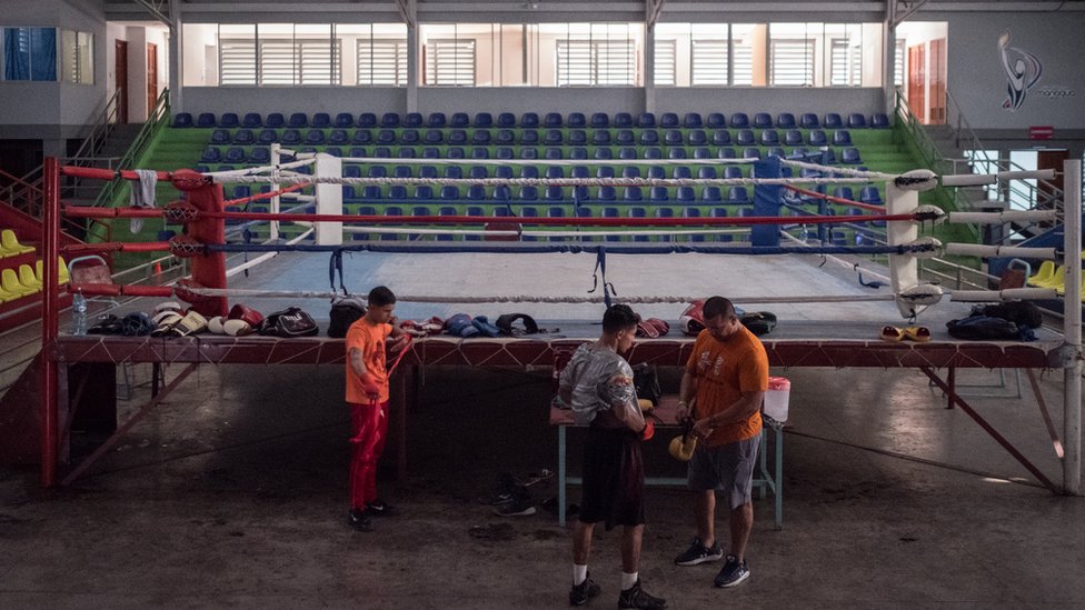 Тренировка Рамиро Бланко у ринга в Gimnasio Nicarao в Манагуа, Никарагуа