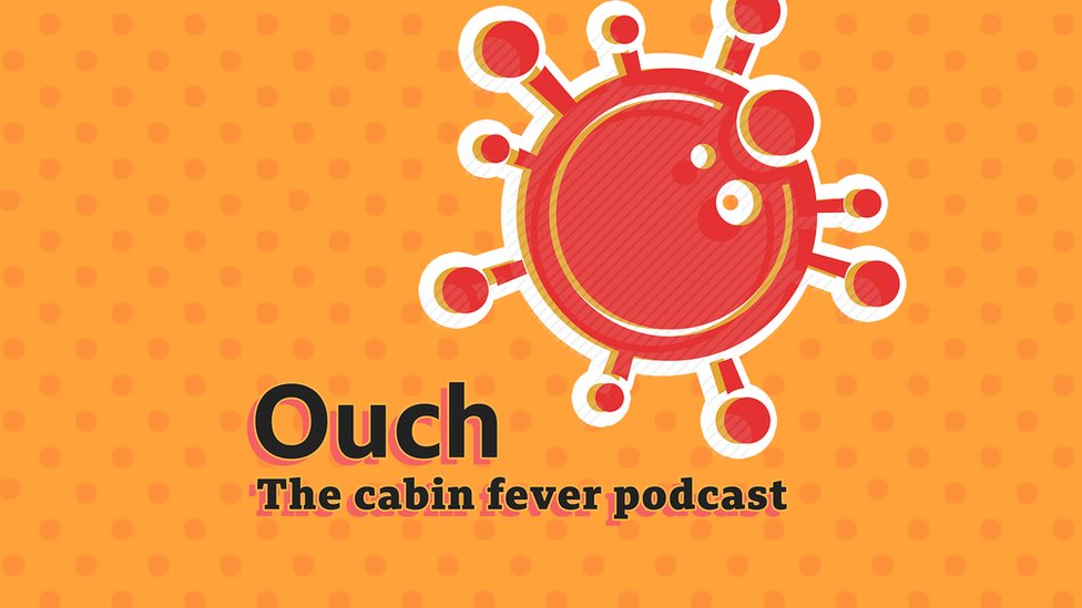 The Cabin Fever Podcast logo - orange with coronavirus symbol