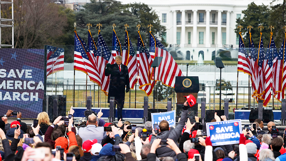 El presidente Donald Trump llega al mitin "Stop The Steal" en Washington, DC - 6 de enero de 2021