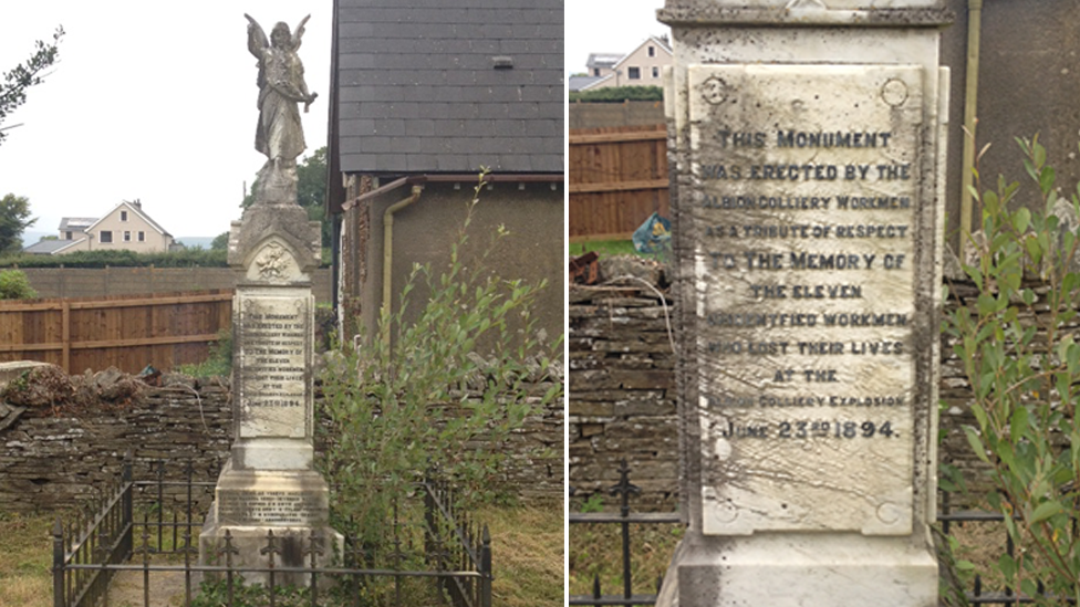 Мемориал в церкви Св. Мабона, Нельсон, 11 неизвестным мужчинам, погибшим в результате взрыва 1894 года
