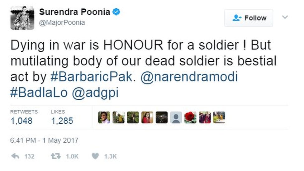 Смерть на войне - ЧЕСТЬ для солдата! Но изувечить тело нашего мертвого солдата - это зверский акт #BarbaricPak. @narendramodi #BadlaLo @adgpi
