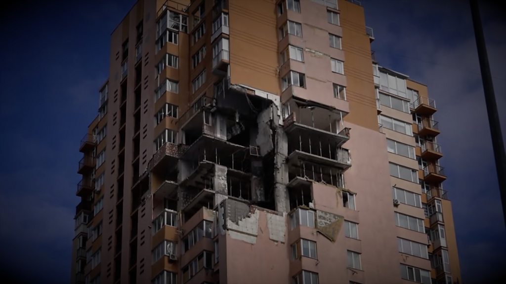 Kyiv apartment residents hope to repair Russian rocket damage