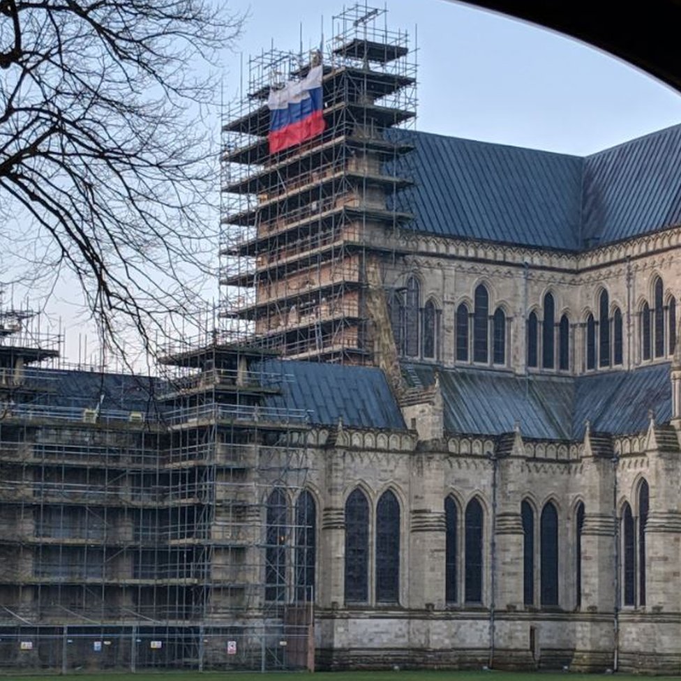 Russian Flag Flown On Salisbury Cathedral Disrespectful Bbc News