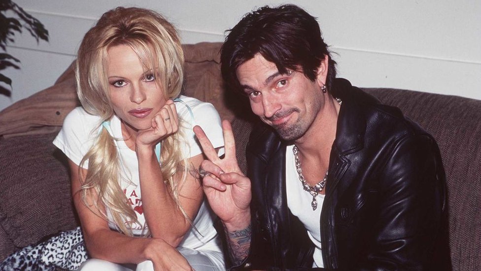 Pam Anderson And Husband Tommy Lee Also Of Motley Crue At Rehearsal For American Music Awards Backstage At The Shrine Auditorium In Los Angeles