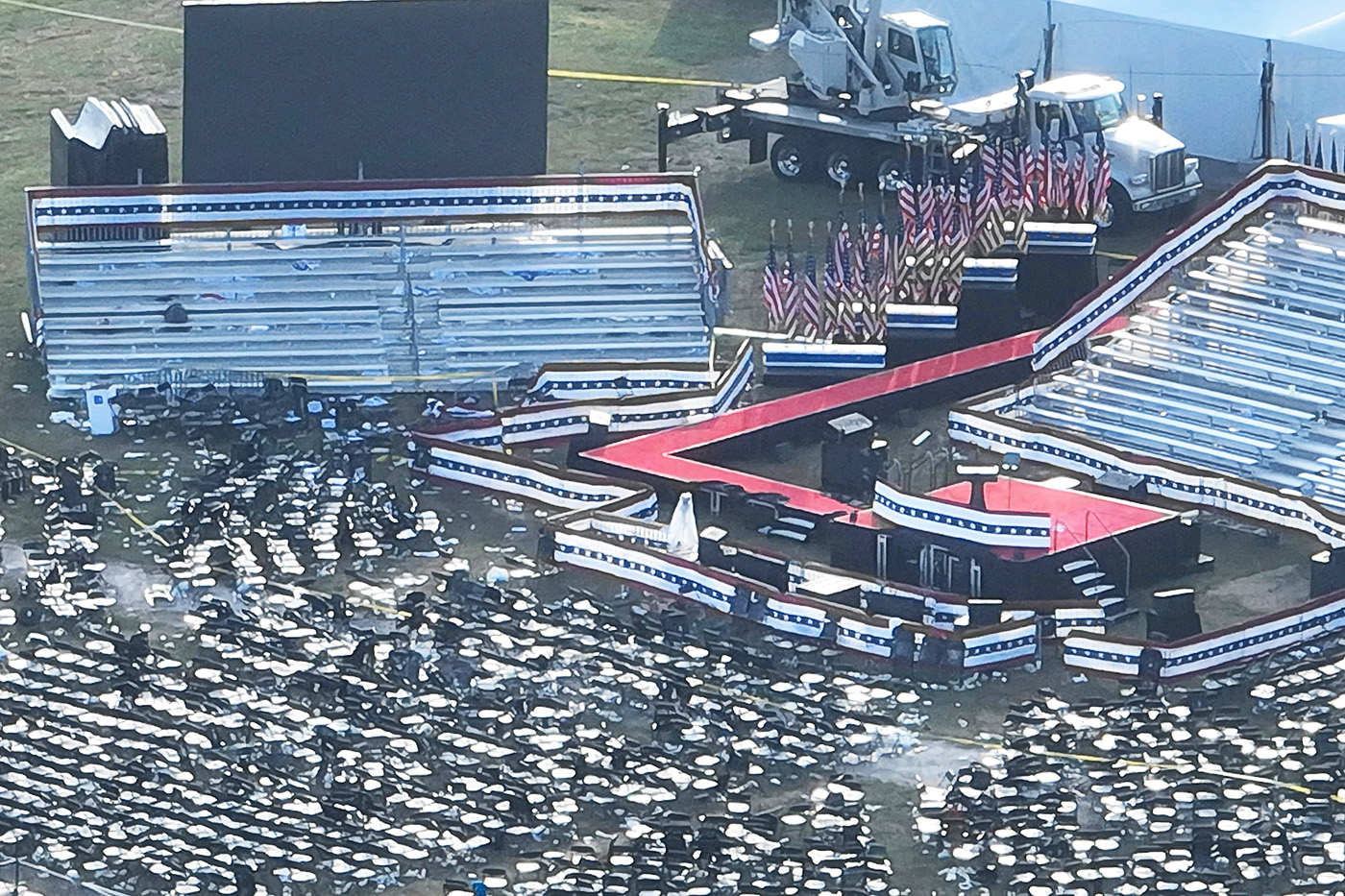 Aerial view of the rally site after incident