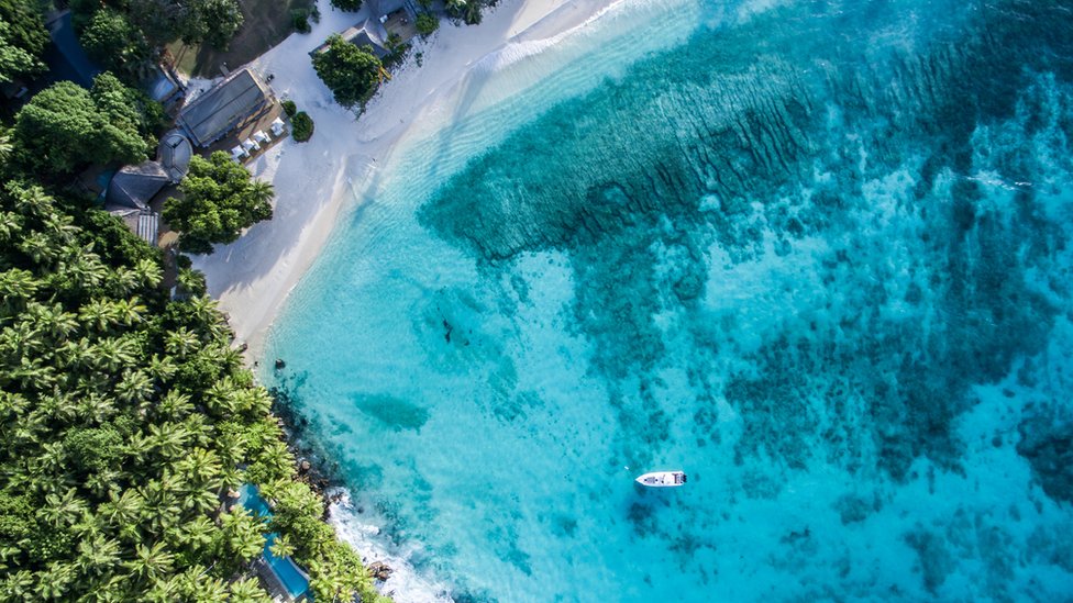 Vista aérea de la Isla Norte en las Seychelles