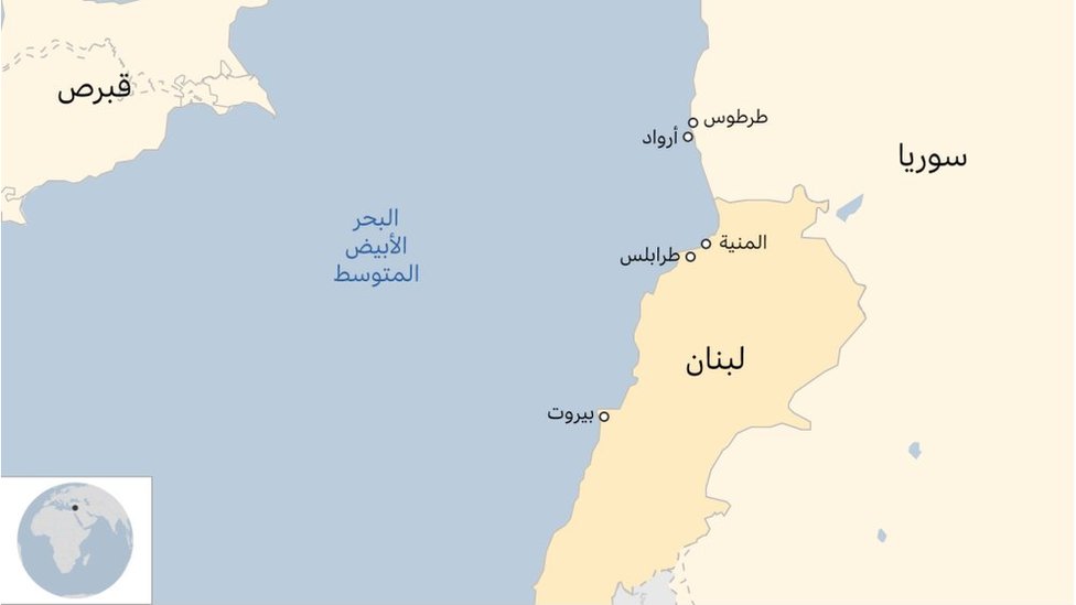 خارطة توضيحية للساحل اللبناني