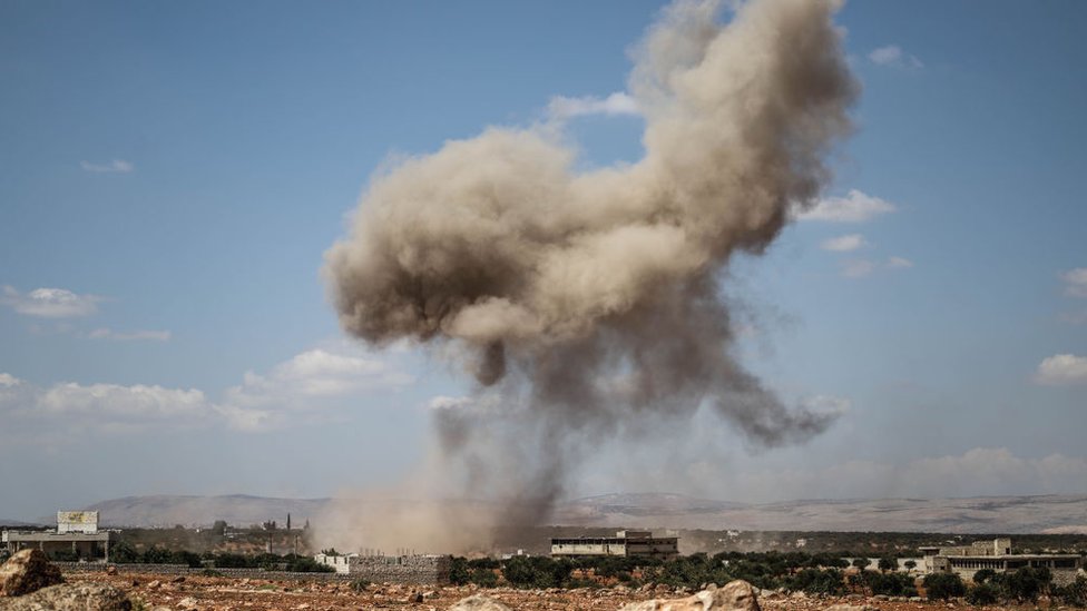 Rus hava kuvvetlerinin İdlib'deki bir hava saldırısı.