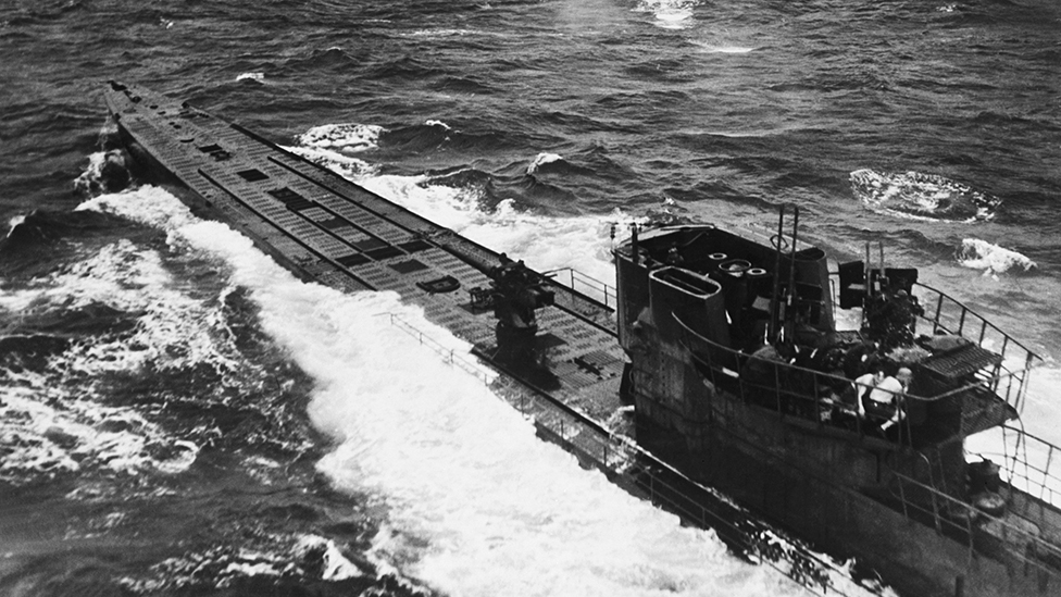 Un submarino alemán hundido en 1944