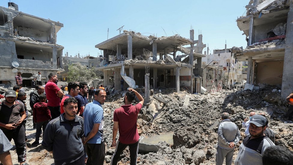 Edificios bombardeados en Gaza.
