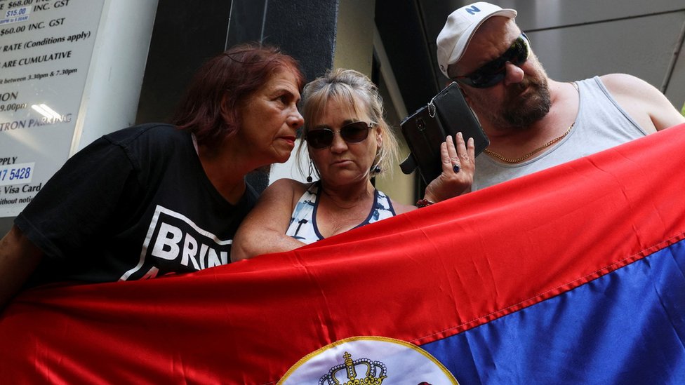 Several supporters of the Serbian tennis star gathered outside the courthouse on Sunday.