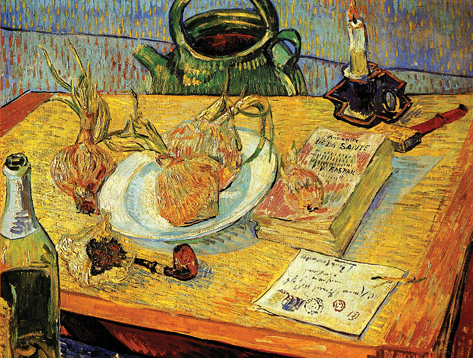 "Bodegón con pipa, cebollas y cera para sellar" de Vincent van Gogh.