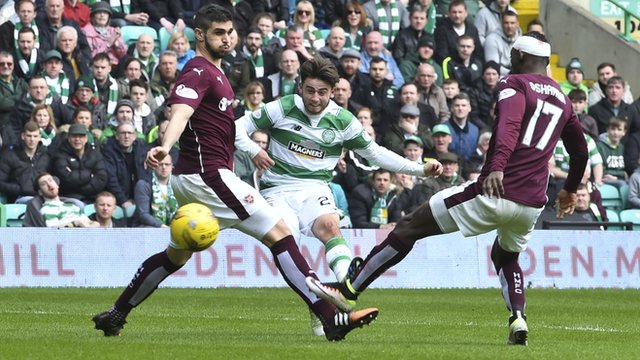 Patrick Roberts scores for Celtic against Hearts