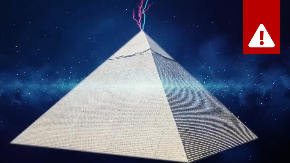 Screenshot of a pyramid from an AI-generated video