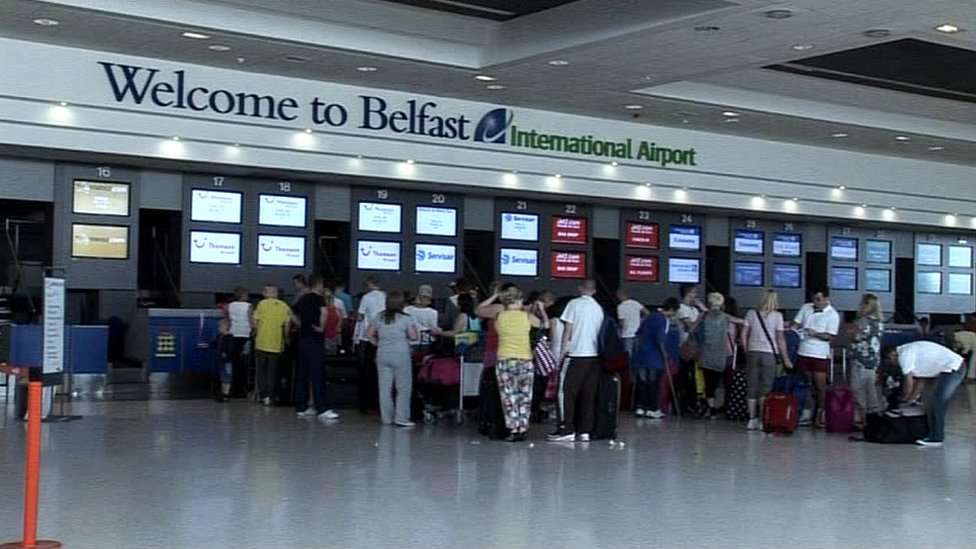 Belfast International flight delays second to Gatwick BBC News