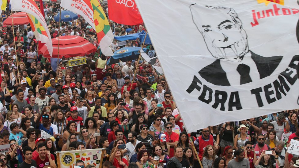 El pasado domingo miles de personas pidieron la renuncia de Temer en una protesta en Río de Janeiro. Protesta contra el presidente Temer