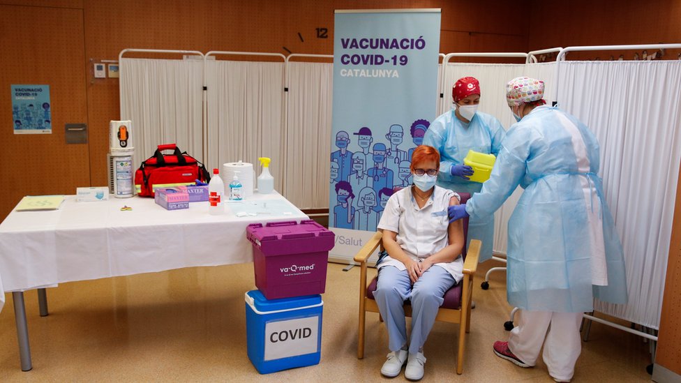 Vacunación en Lleida, España
