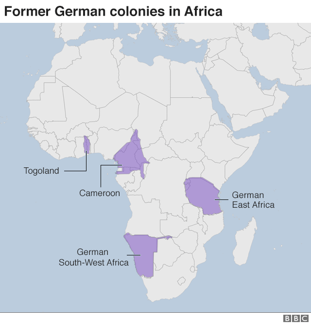 Карта, показывающая немецкие территории в Африке
