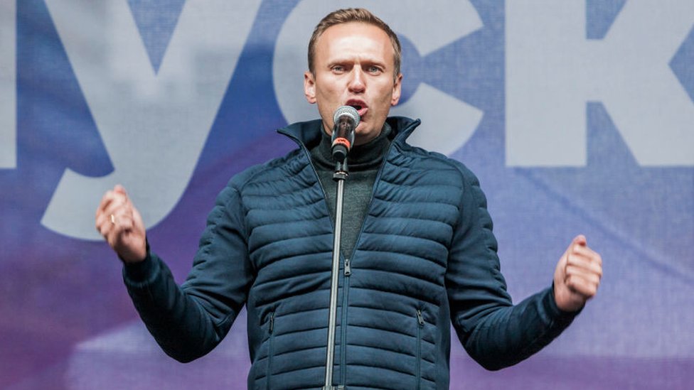 Navalny at a rally in Moscow in 2019