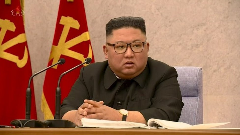 Kim Jong-un speaks at his party meeting on 12 February 2021