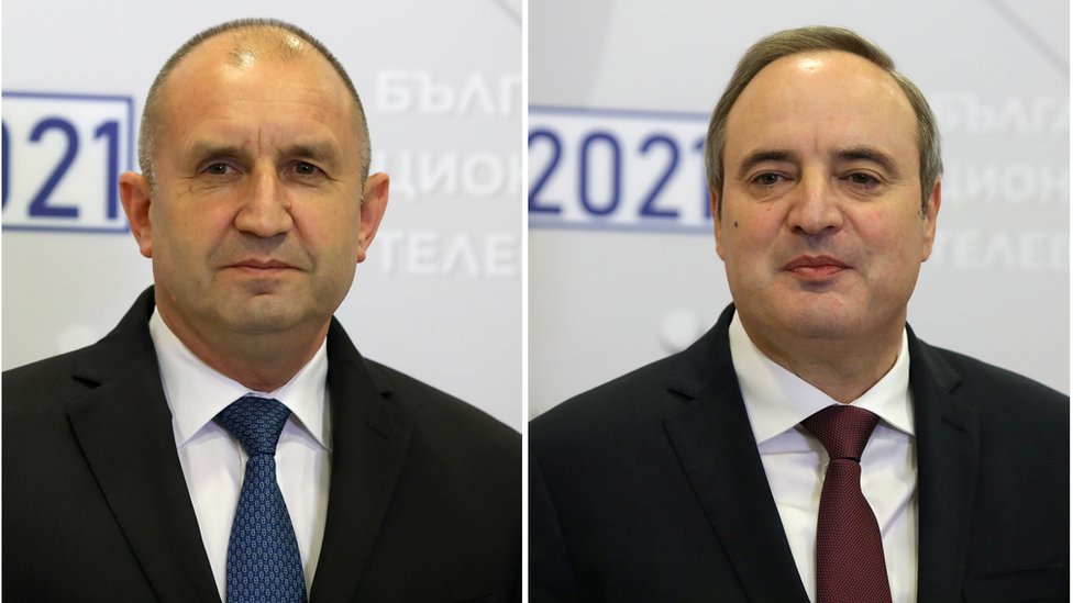 Resimde: Pazar günü yapılacak seçimde, Rumen Radev ve Anastas Gercikov (sağda) yarışacak.