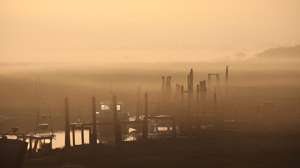 A beautiful start to the day at the misty creek in Thornham, Norfolk