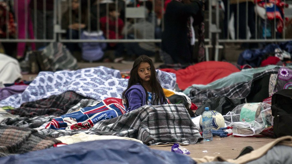 Caravana de refugiados en Tijuana, México