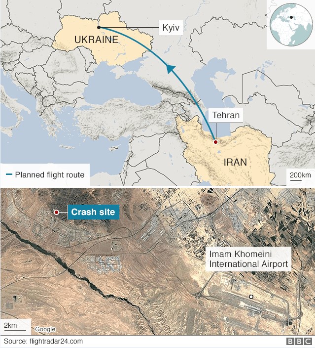 Карта места крушения Украины